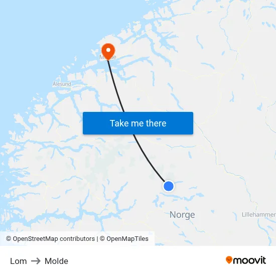 Lom to Molde map