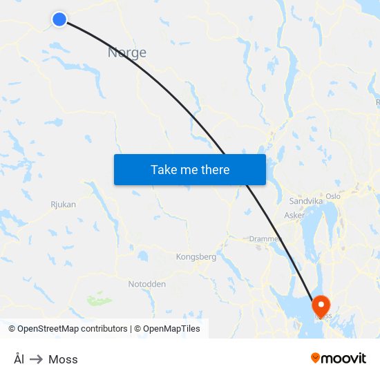 Ål to Moss map