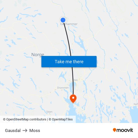 Gausdal to Moss map