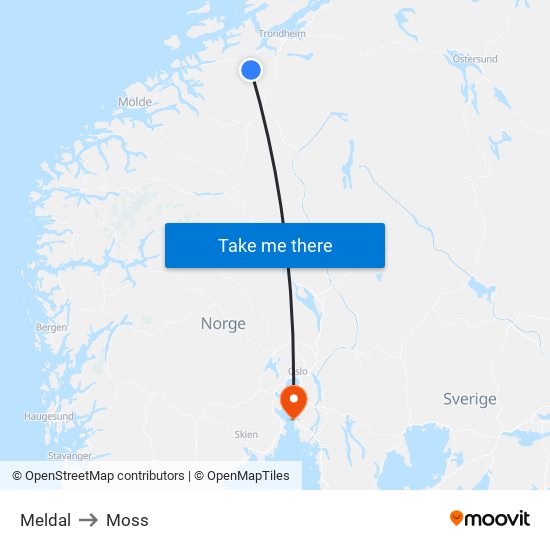 Meldal to Moss map