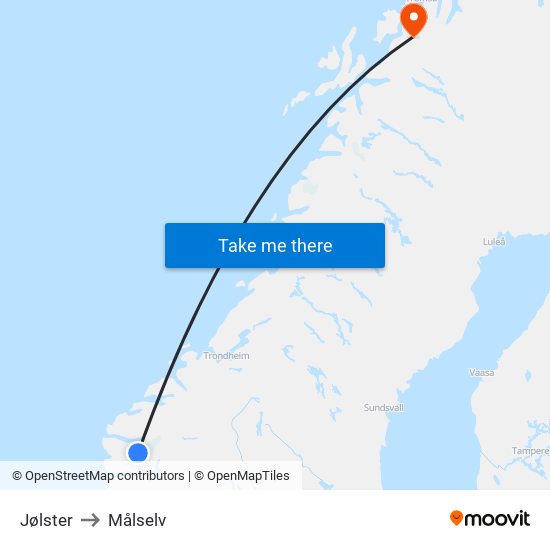 Jølster to Målselv map