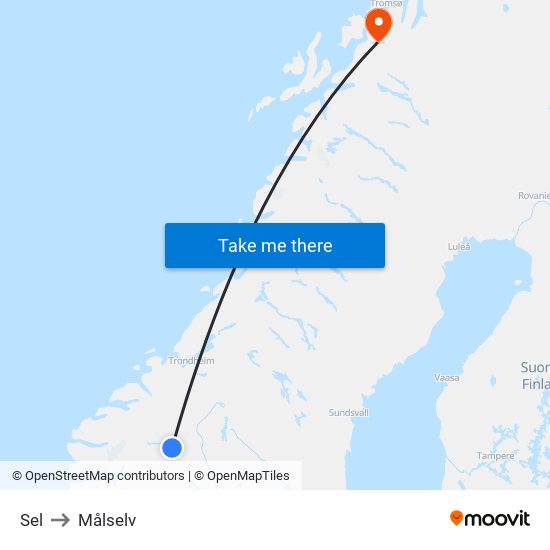 Sel to Målselv map