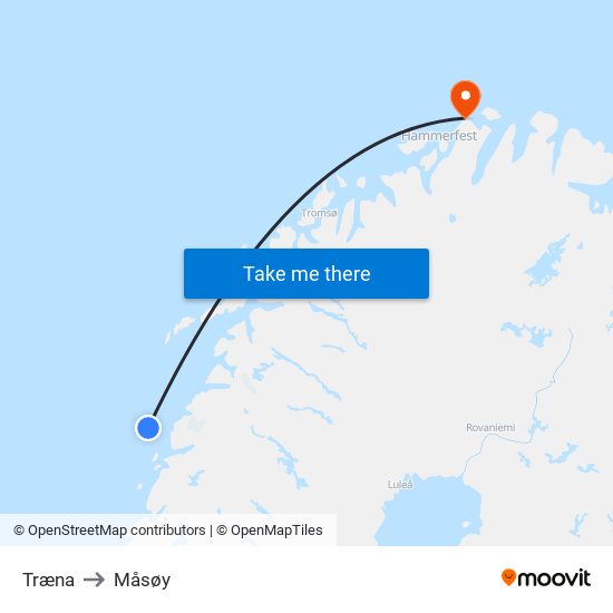 Træna to Måsøy map