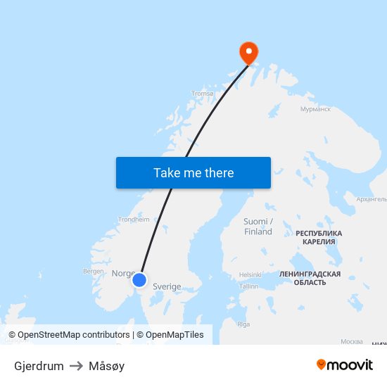 Gjerdrum to Måsøy map