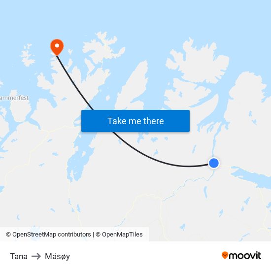 Tana to Måsøy map