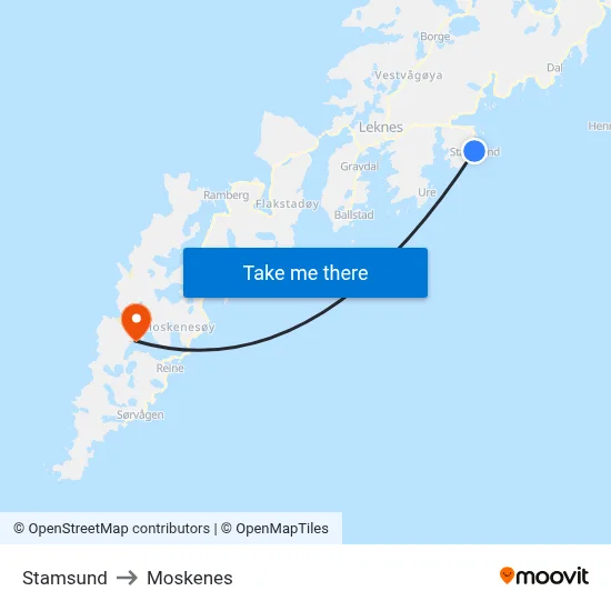 Stamsund to Moskenes map