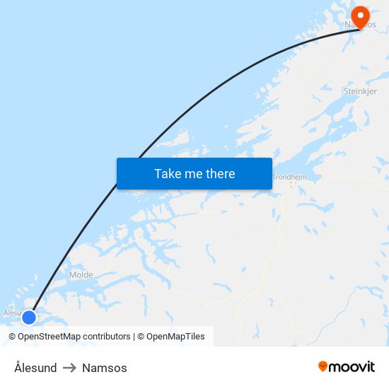 Ålesund to Namsos map