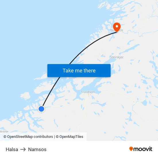 Halsa to Namsos map