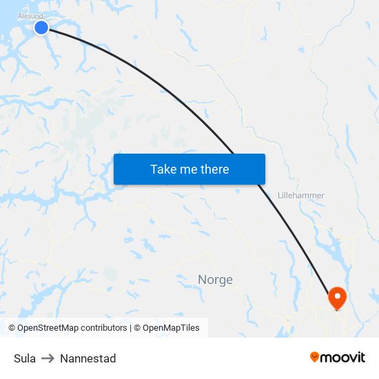 Sula to Nannestad map