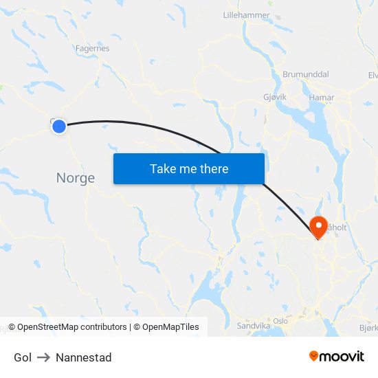 Gol to Nannestad map