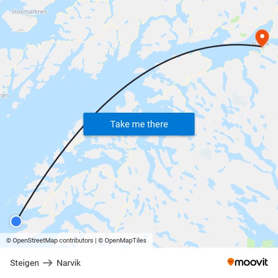 Steigen to Narvik map