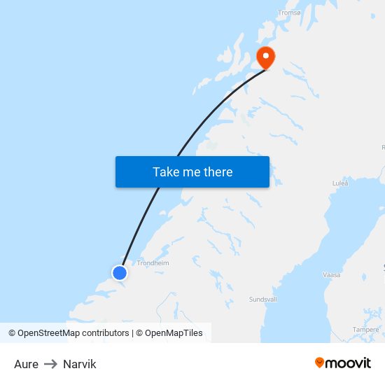 Aure to Narvik map