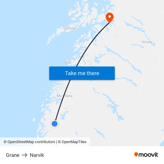 Grane to Narvik map