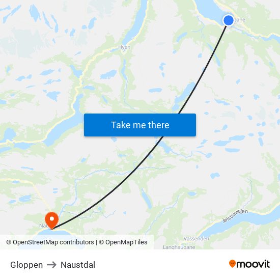 Gloppen to Naustdal map