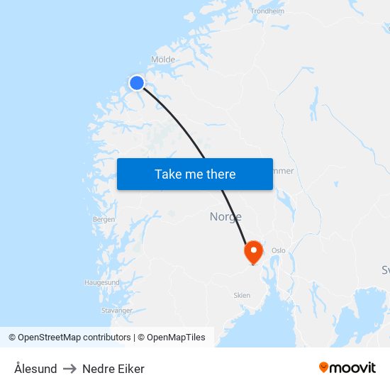 Ålesund to Nedre Eiker map
