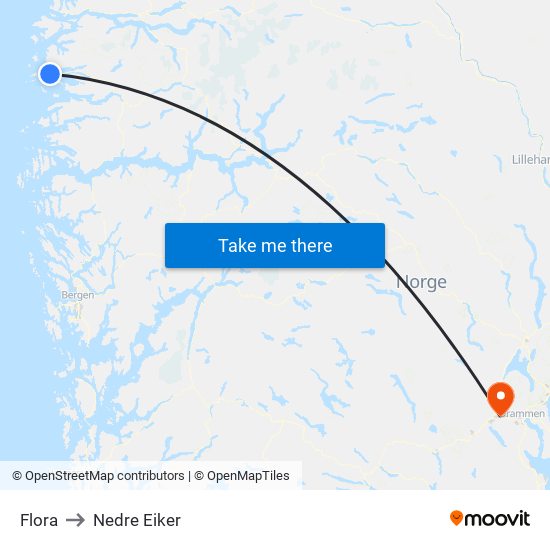 Flora to Nedre Eiker map