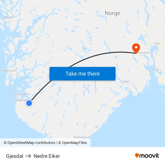 Gjesdal to Nedre Eiker map