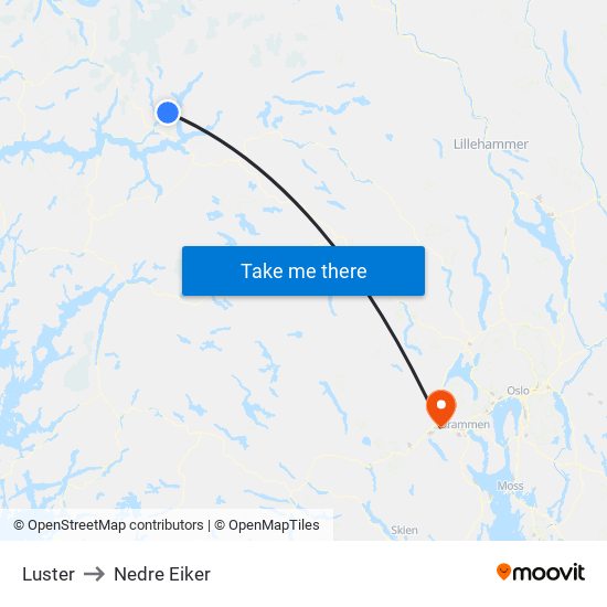 Luster to Nedre Eiker map