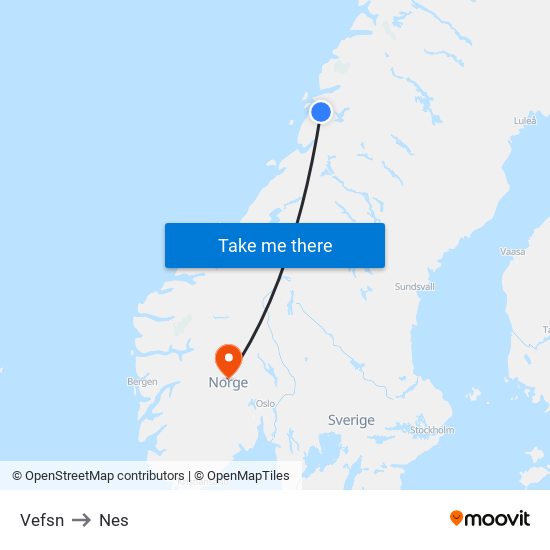 Vefsn to Nes map