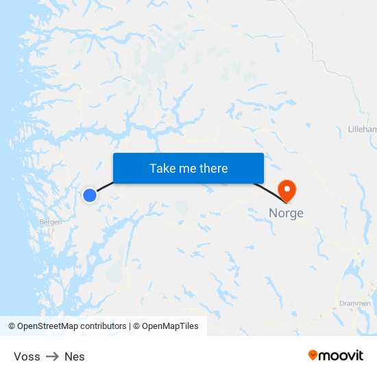 Voss to Nes map