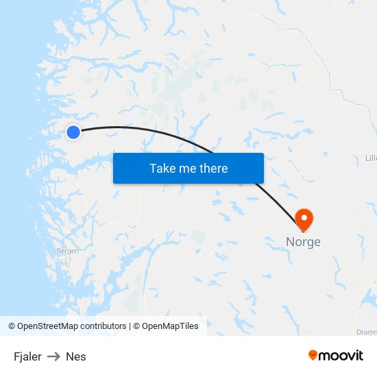 Fjaler to Nes map