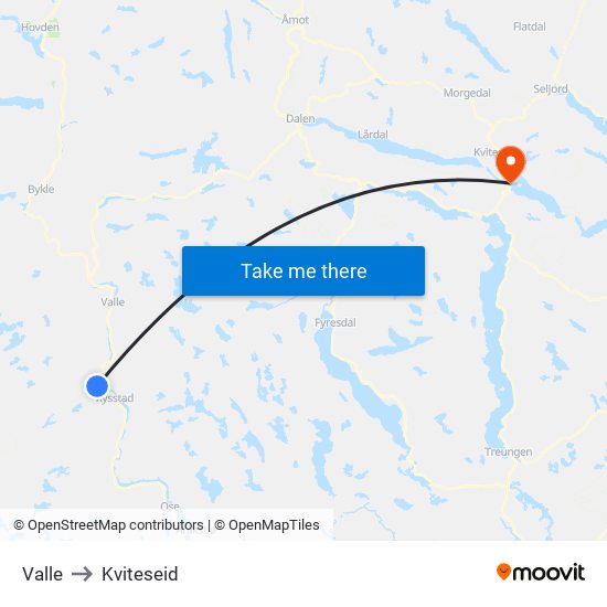 Valle to Kviteseid map