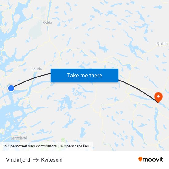 Vindafjord to Kviteseid map