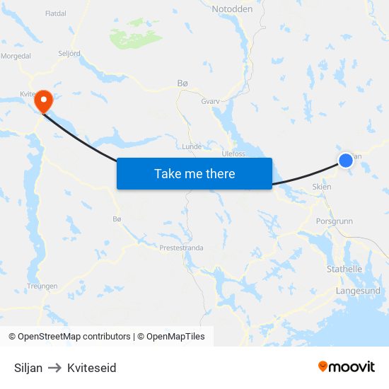 Siljan to Kviteseid map