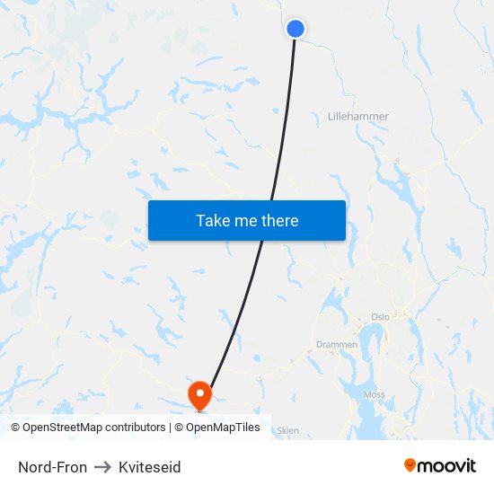 Nord-Fron to Kviteseid map