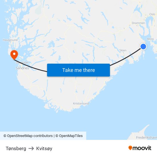 Tønsberg to Kvitsøy map