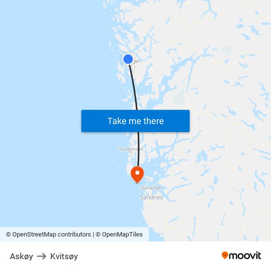 Askøy to Kvitsøy map