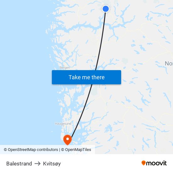 Balestrand to Kvitsøy map