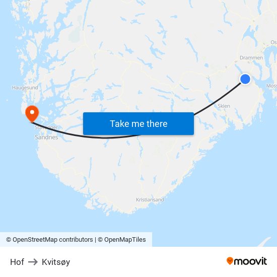 Hof to Kvitsøy map