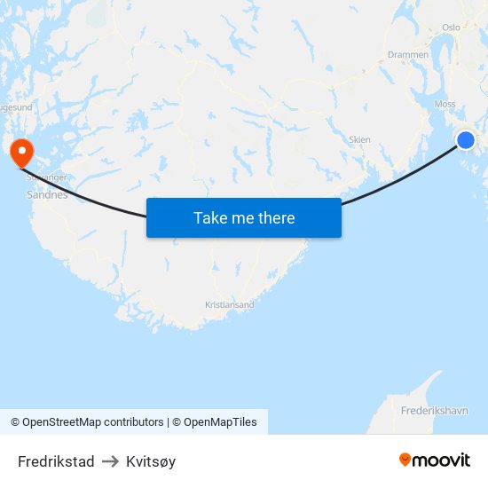 Fredrikstad to Kvitsøy map