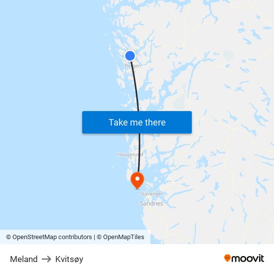 Meland to Kvitsøy map