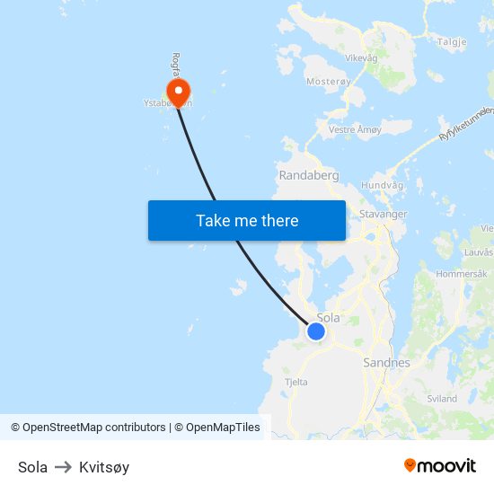 Sola to Kvitsøy map