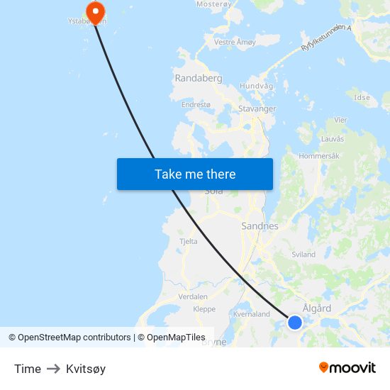 Time to Kvitsøy map