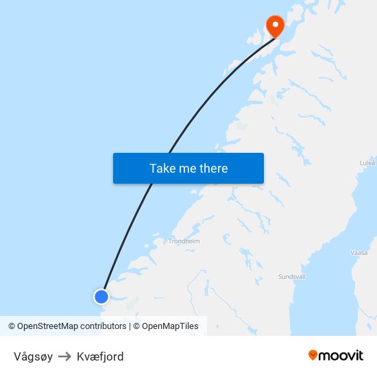 Vågsøy to Kvæfjord map