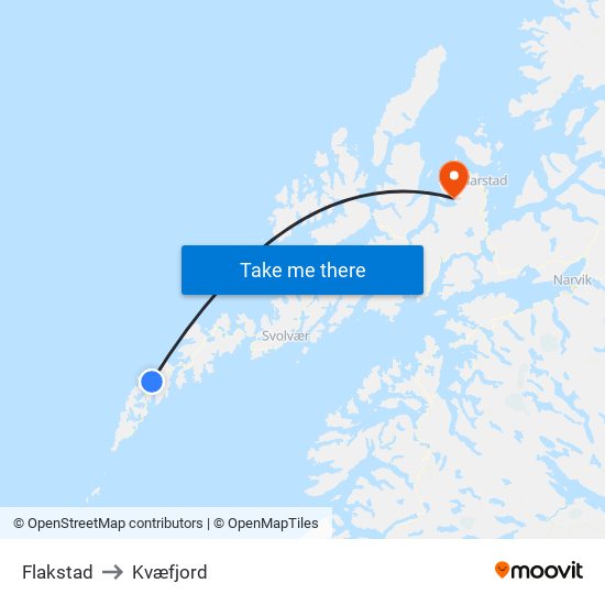 Flakstad to Kvæfjord map