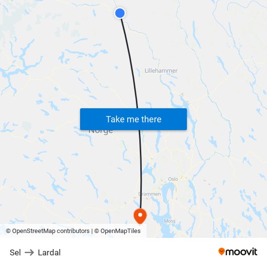 Sel to Lardal map