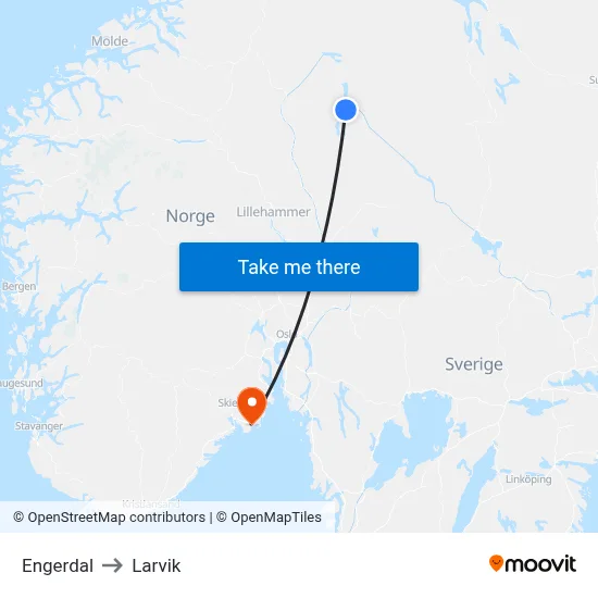 Engerdal to Larvik map