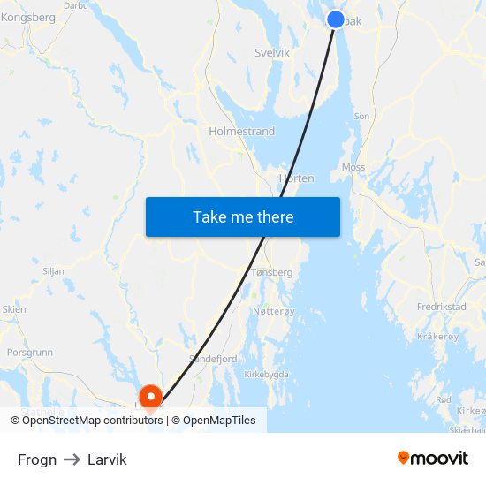 Frogn to Larvik map