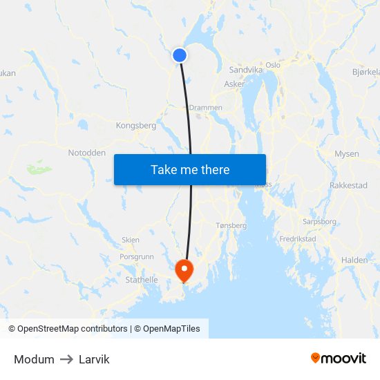 Modum to Larvik map