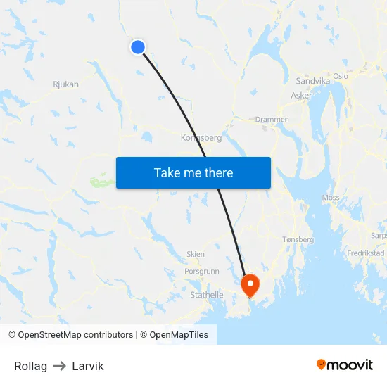 Rollag to Larvik map