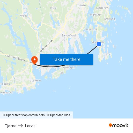 Tjøme to Larvik map