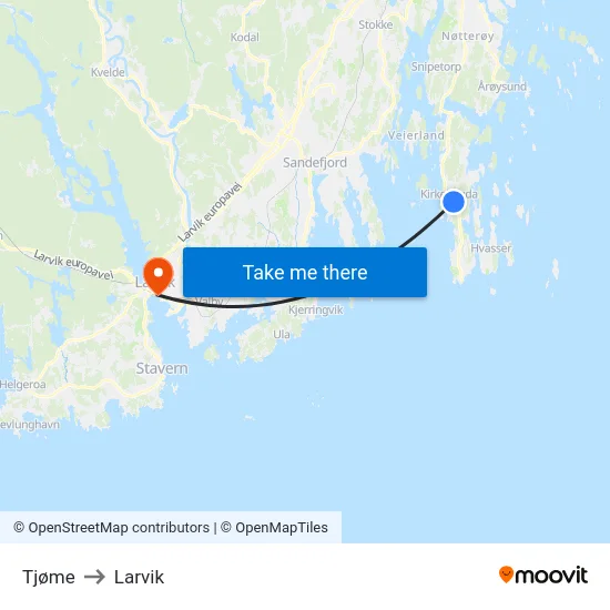 Tjøme to Larvik map