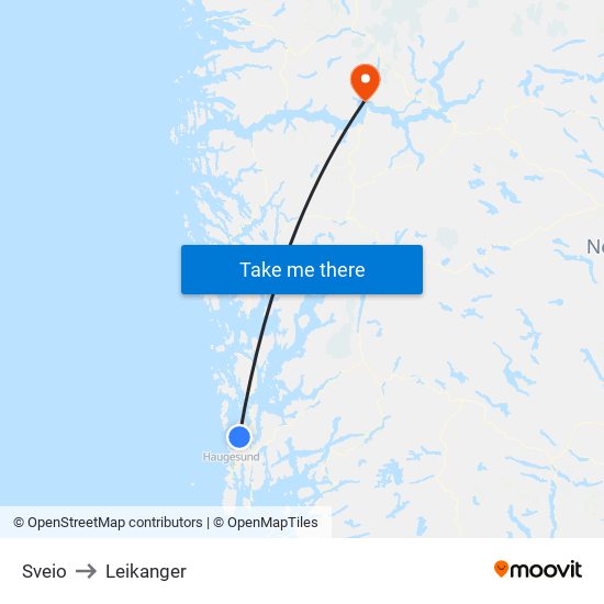 Sveio to Leikanger map