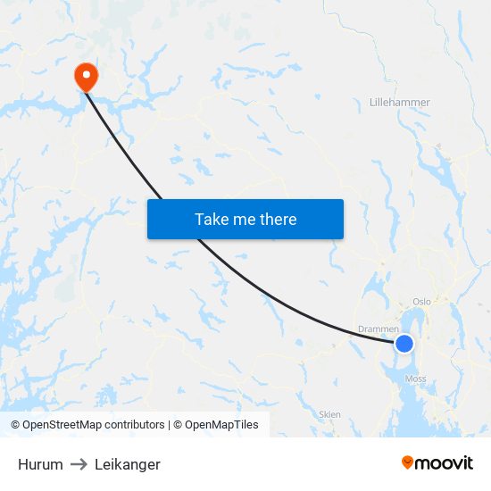 Hurum to Leikanger map