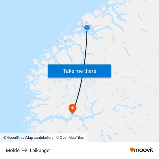 Molde to Leikanger map