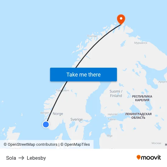 Sola to Lebesby map
